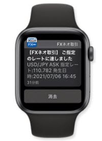 GMOクリック証券[FXネオ]AppleWatchレート通知画面