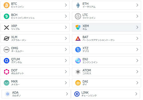 GMOコインつみたて暗号資産銘柄