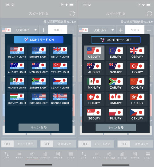 トレイダーズ証券[LIGHTFX]のLIGHT銘柄取引画面