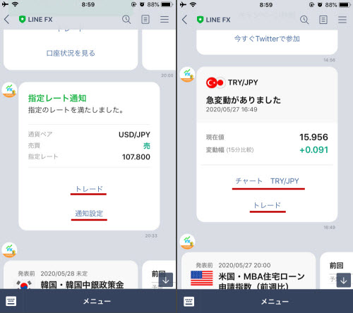 LINEFX通知設定