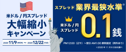 トレイダーズ証券[みんなのFX]米ドル/円スプレッドを0.1銭に！キャンペーン